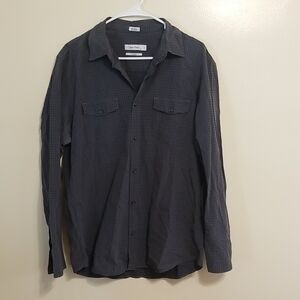 Calvin Klein Grey Checkered Button Down Collared Shirt Business Casual Career M